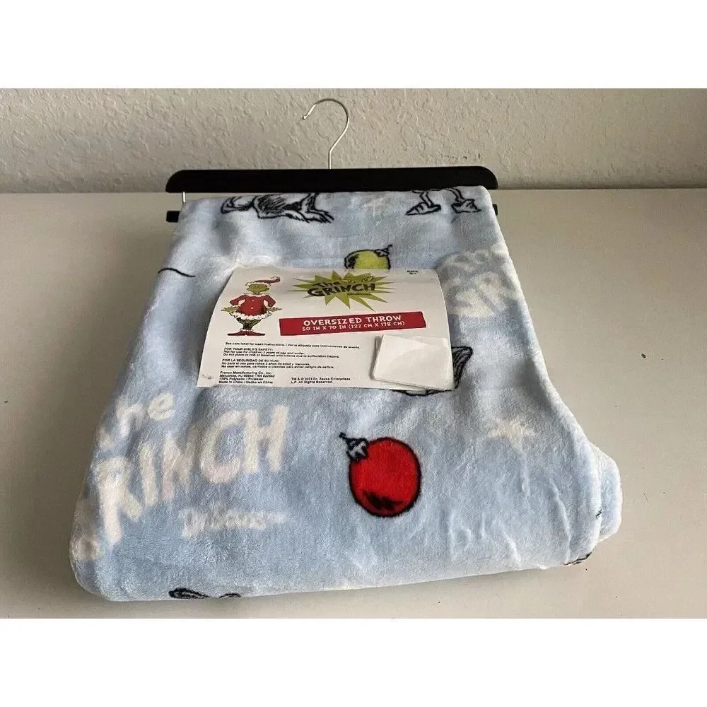 The Grinch Blanket Christmas Soft Throw Oversized 50X70”‎ Dr Seuss Max Cindy Lou